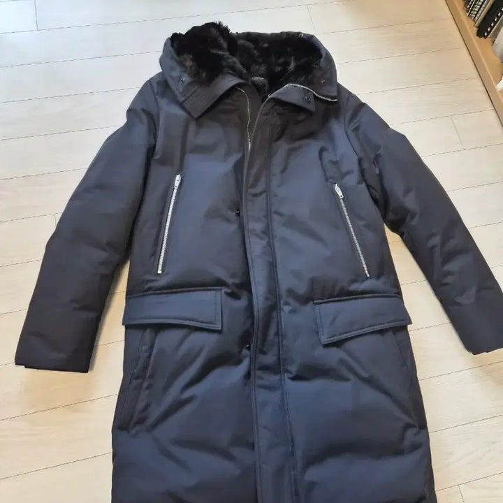 [BUNJANG] Jill Stuart New York Black Fur Hood Long Padding 95 / 질스튜어트 뉴욕 블랙 퍼 후드 롱패딩 95