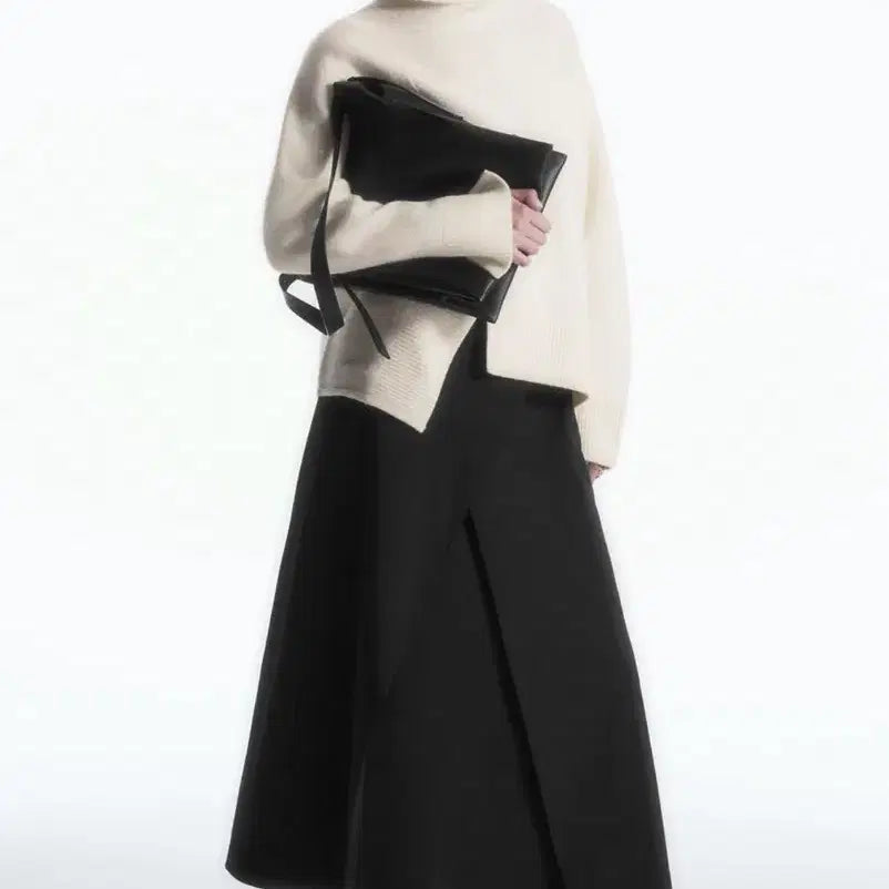 [BUNJANG] COS Tailored Wool Midi Wrap Skirt Black / 코스 테일러드 울 미디 랩 스커트 블랙