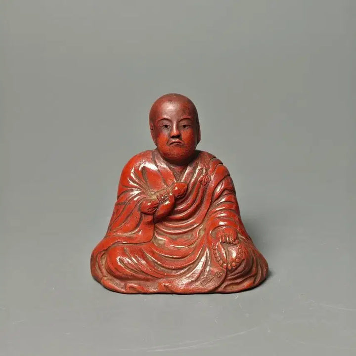 [BUNJANG] Qing Dynasty/Republic of China Celadon Glazed Arhat Statue Buddhist Art Antique / 청대 자사 채유 아라한 좌상 불상 불교미술 골동품 고미술품