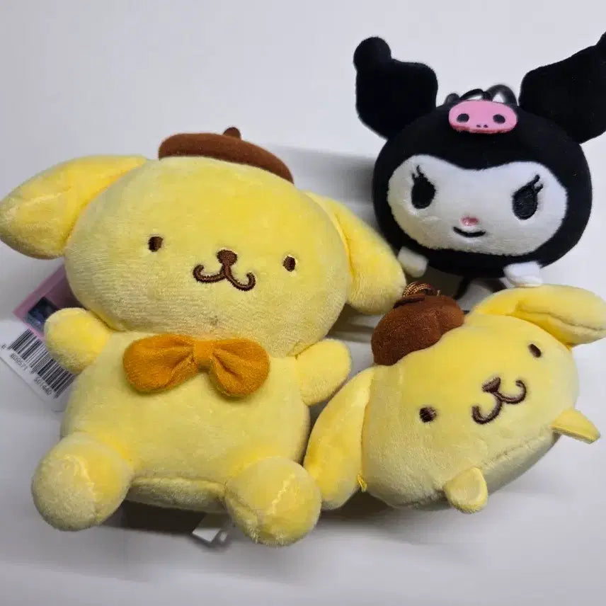 [BUNJANG] Sanrio Pompompurin &amp; Kuromi Plush Keychains Bundle Set / 산리오 폼폼푸린, 쿠로미 인형 키링 판매