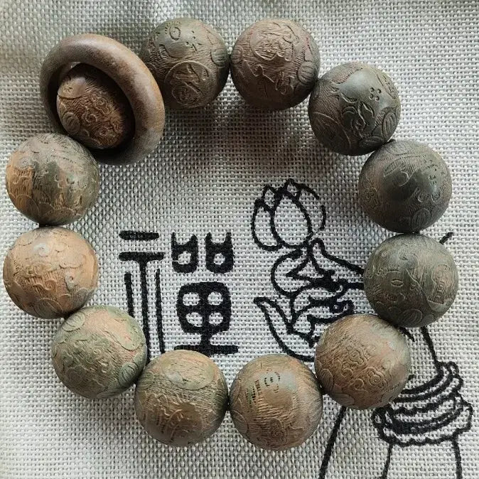 [BUNJANG] 12 Zodiac Signs Agalloch Wood Bracelet 20mm / 고급 12지신 복자 침수 녹단 노료 향: 중상 20mm