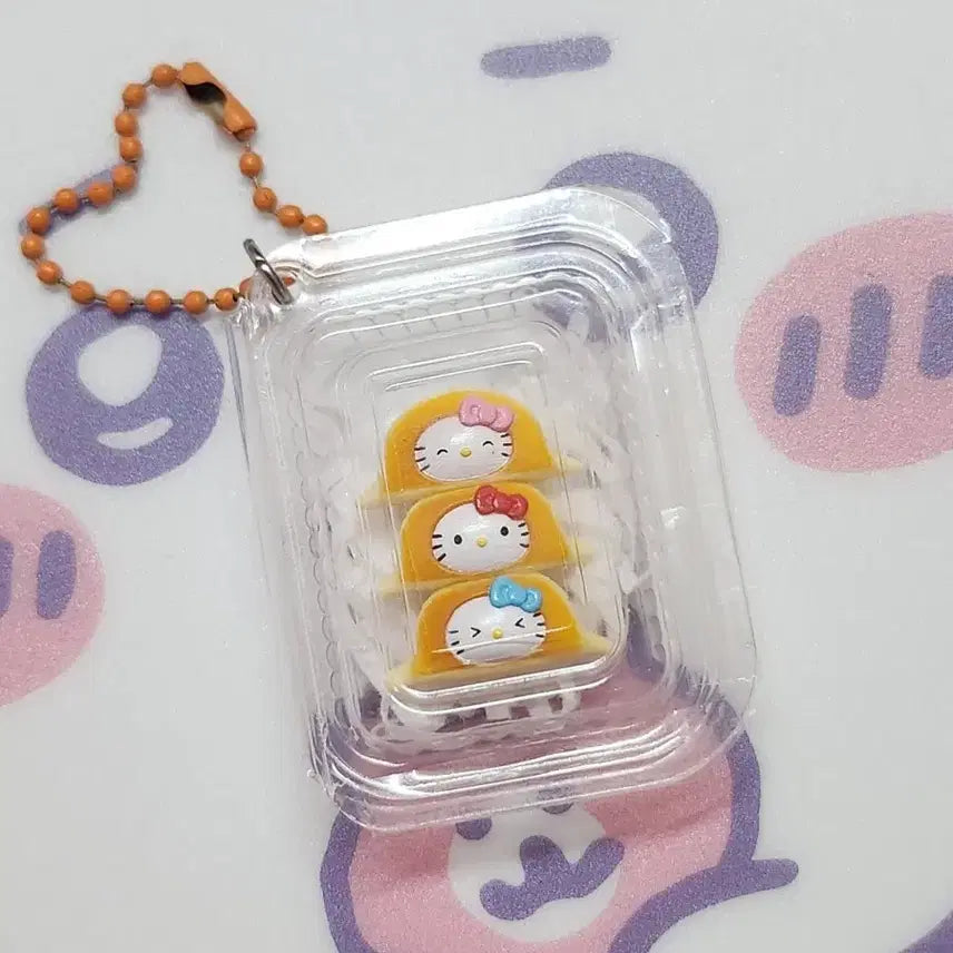 [BUNJANG] Sanrio Gyoza Dumpling Triple Lunchbox Kitty Strap / 고전 산리오 납작 만두 교자 트리플 도시락 키티스트랩 킽스