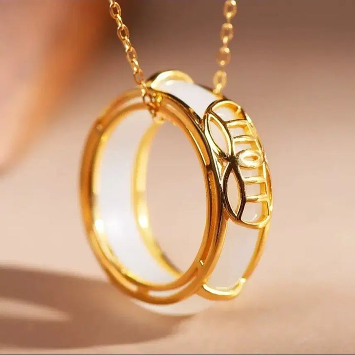 [BUNJANG] Jade Ring (20mm, Size 10) with 45cm Plated Necklace Set / 옥반지20mm10호 +45cm도금 목걸이 세트