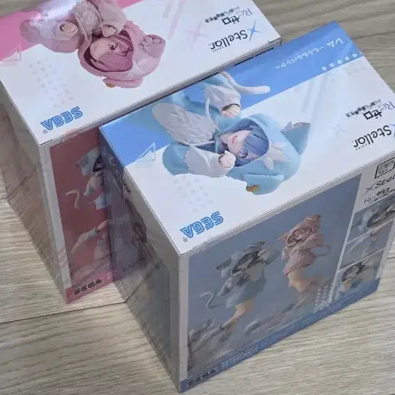 [BUNJANG] Sega Re:Zero Rem/Ram Cat Hoodie Figure Bundle Set (Sealed) / (미개봉) 세가 리제로 렘/람 고양이 후드 피규어 일괄