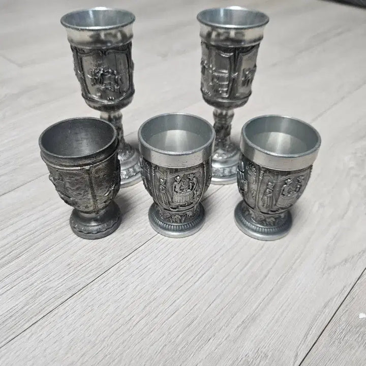 [BUNJANG] Antique Pewter Goblet Set (5 pcs) / 앤틱 주석 고블렛 잔 5개