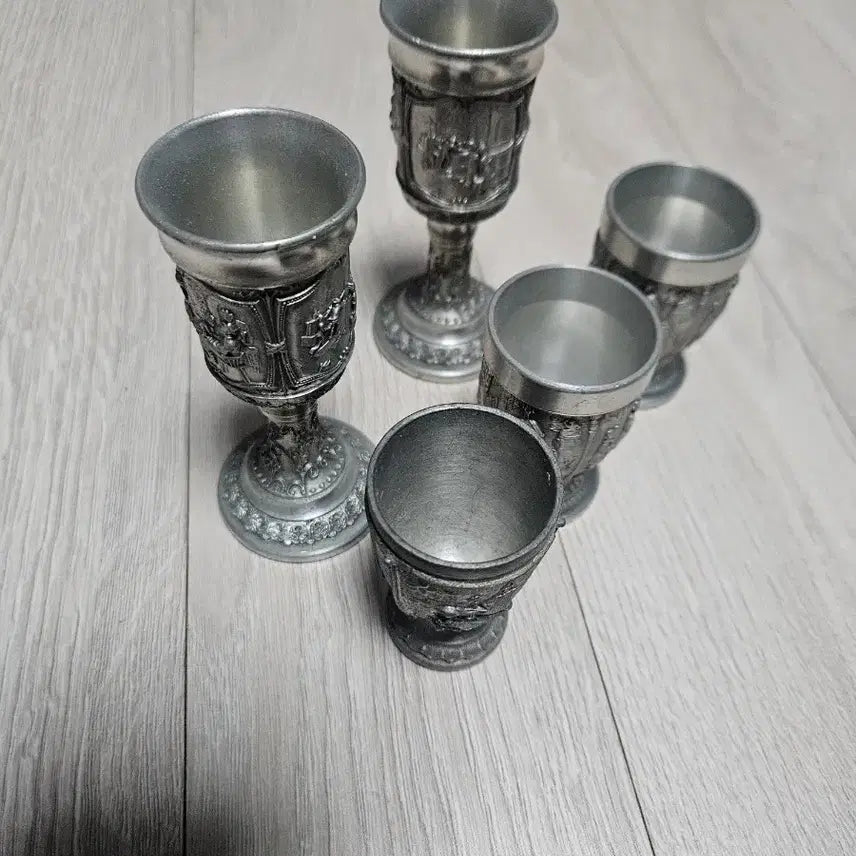 [BUNJANG] Antique Pewter Goblet Set (5 pcs) / 앤틱 주석 고블렛 잔 5개
