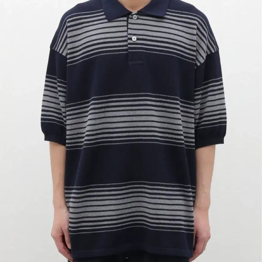 [BUNJANG] Nanamica Striped Polo Shirt Navy L / 나나미카 스트라이프 폴로셔츠 네이비 L 판매합니다.(새상품)