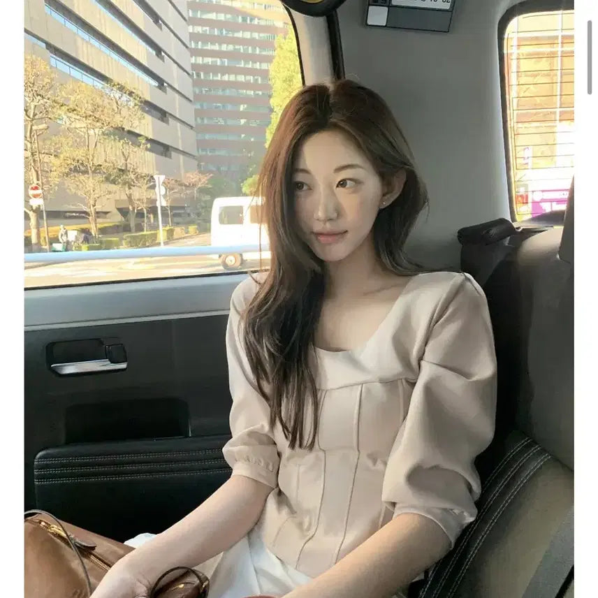 [BUNJANG] JenyO Minimalist 3/4 Sleeve Blouse Pink Beige / 제니오 미니멀리스트 7부 블라우스 핑크베이지
