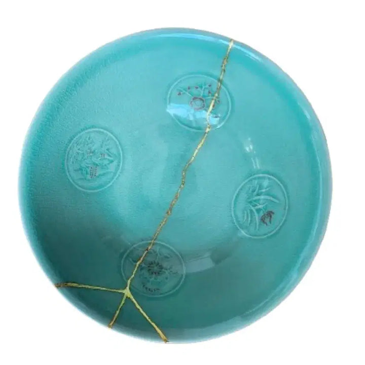 [BUNJANG] Shin Sang-ho Celadon Porcelain Water Basin with Kintsugi Repair / 사군자문 퇴수기 신상호 도예가님