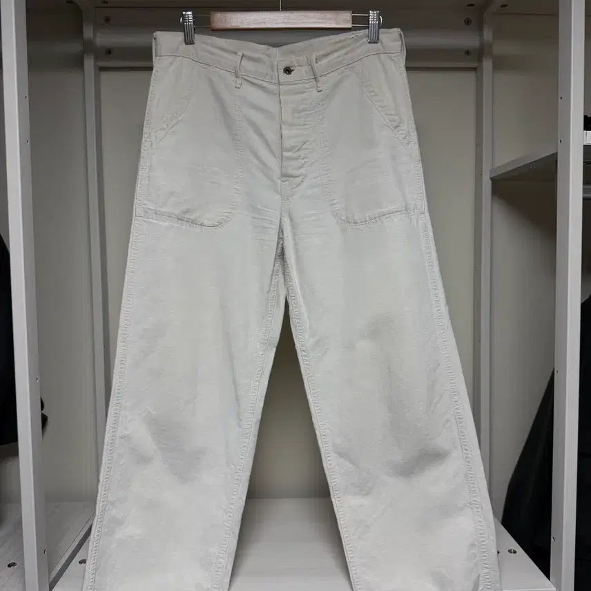 [BUNJANG] OrSlow Cotton Linen Blend Ecru Fatigue Pants Size 3 / 오어슬로우 면린넨 혼방 에크루 퍼티그 3사이즈