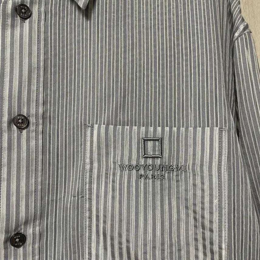 [BUNJANG] Wooyoungmi 25SS Grey Sheer Stripe Shirt Size 50 / 50사이즈 새상품, 우영미 25ss 그레이 시어 스트라이프 셔츠