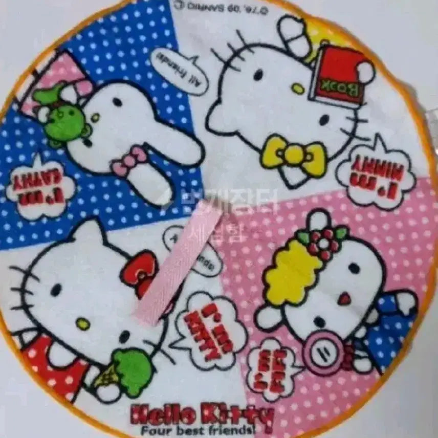 [BUNJANG] Sanrio Classic Kitty Kitty &amp; Mimi &amp; Friends Round Cover / Hand Towel / 고전키티 키티와미미&amp;프렌드 원형 덮개/핸드타올 [09년/새상품]