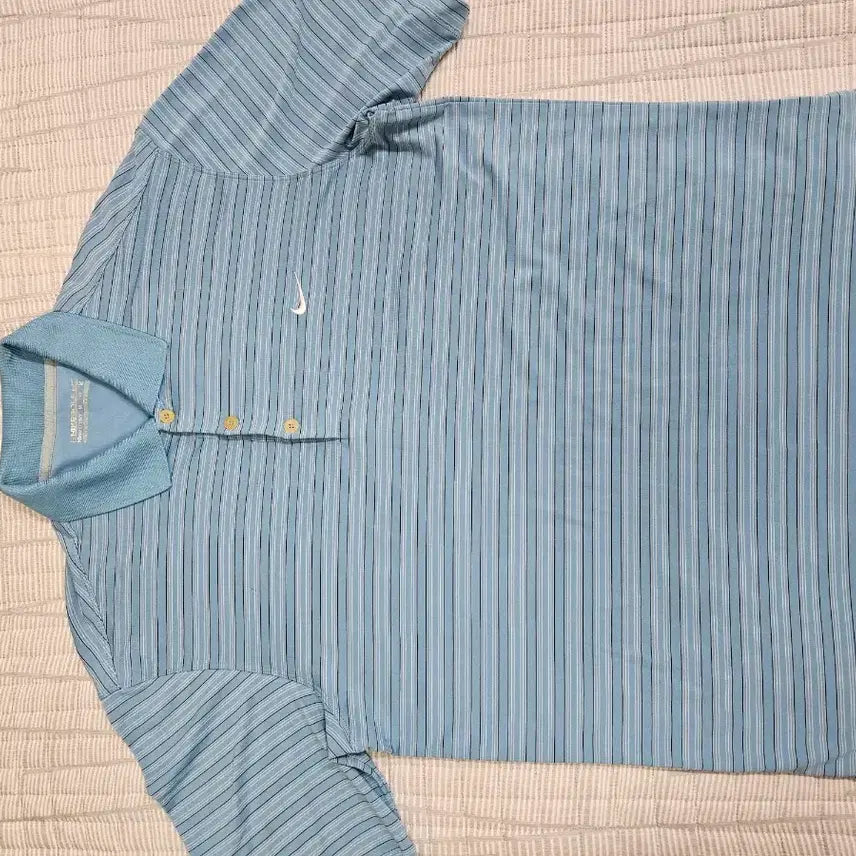 [BUNJANG] Nike Golf Blue Stripe Spandex Short Sleeve Polo Shirt / 나이키골프 카라 반팔 105