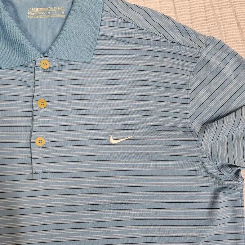 [BUNJANG] Nike Golf Blue Stripe Spandex Short Sleeve Polo Shirt / 나이키골프 카라 반팔 105