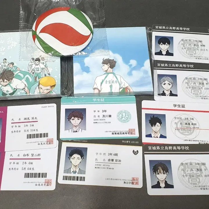 [BUNJANG] Haikyu!! Unofficial Student ID + Sticky Notes + Mirror Set / 하이큐 비공굿 학생증+떡메+거울 세트