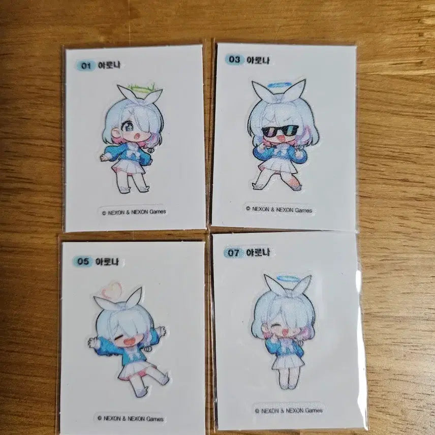 [BUNJANG] Blue Archive Arona Sticker Set (1st Gen) / 블루아카이브 아로나 띠부씰 4종 전종 (1세대)