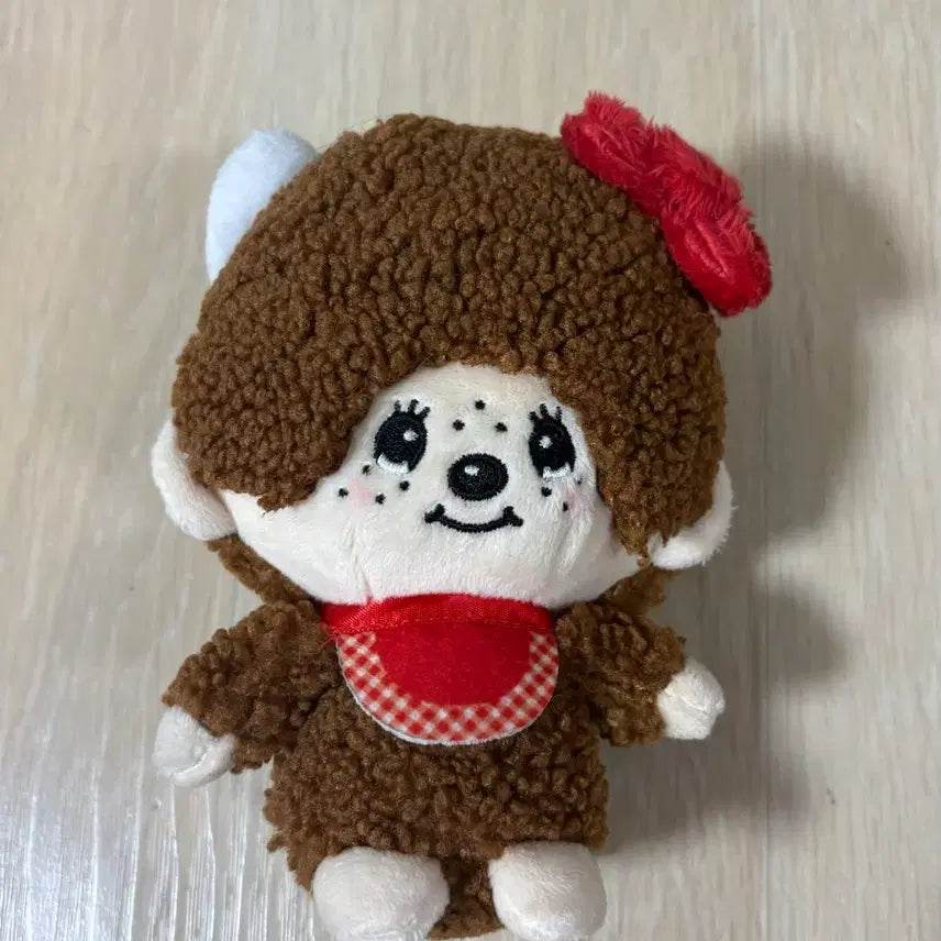 [BUNJANG] Monchhichi Plush Keychain with Red Ribbon / 몬치치 키링