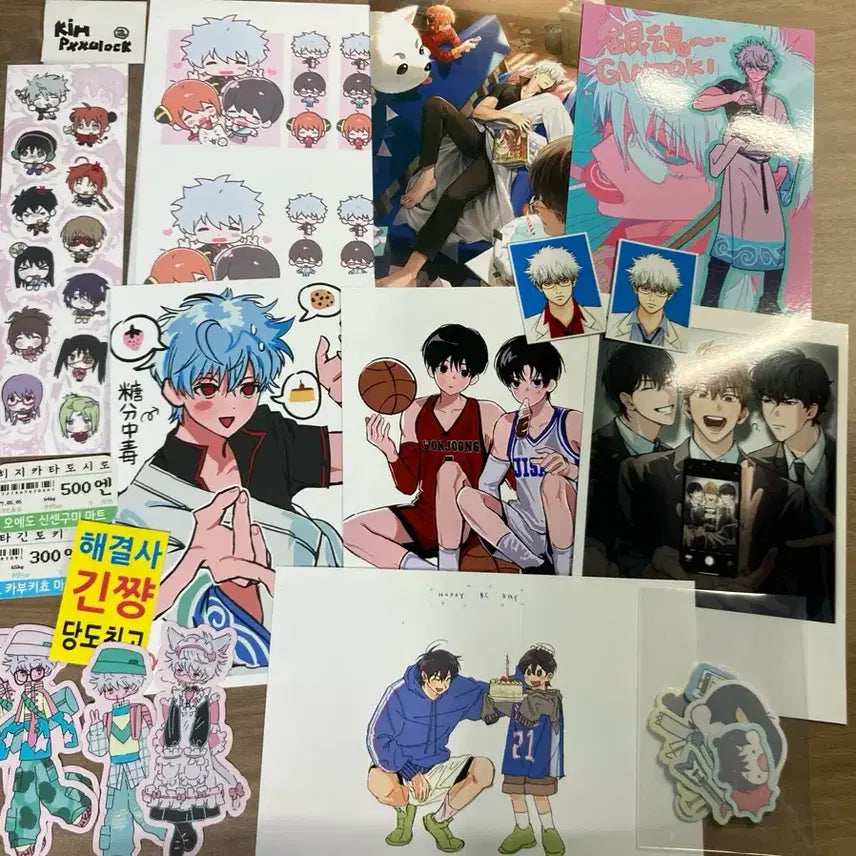 [BUNJANG] Gintama Gintoki KimbuRok Print Photo Sets and Stickers Bundle / 은혼 긴토키 김부록님 프박 엽서 스티커 등 일괄 양도
