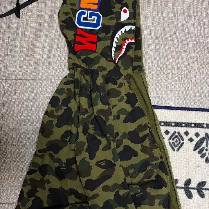 [BUNJANG] BAPE Shark Hoodie Army Green XL / 베이프 샤크후드 아미그린 Xl