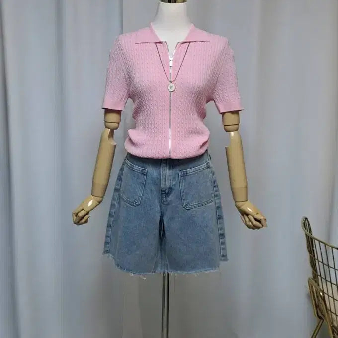 [BUNJANG] Cable Two-Way Knit Top / 케이블 투웨이 쫀쫀 쿨니트 새상품(66까지)