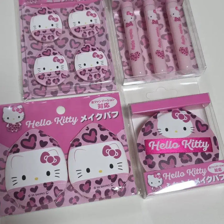 [BUNJANG] Hello Kitty Japanese Genuine Leopard Print Makeup Puff &amp; Brush 4-Piece Set / 헬로키티 일본 정품 호피 메이크업 퍼프 브러시 4종 세트 판매해요!