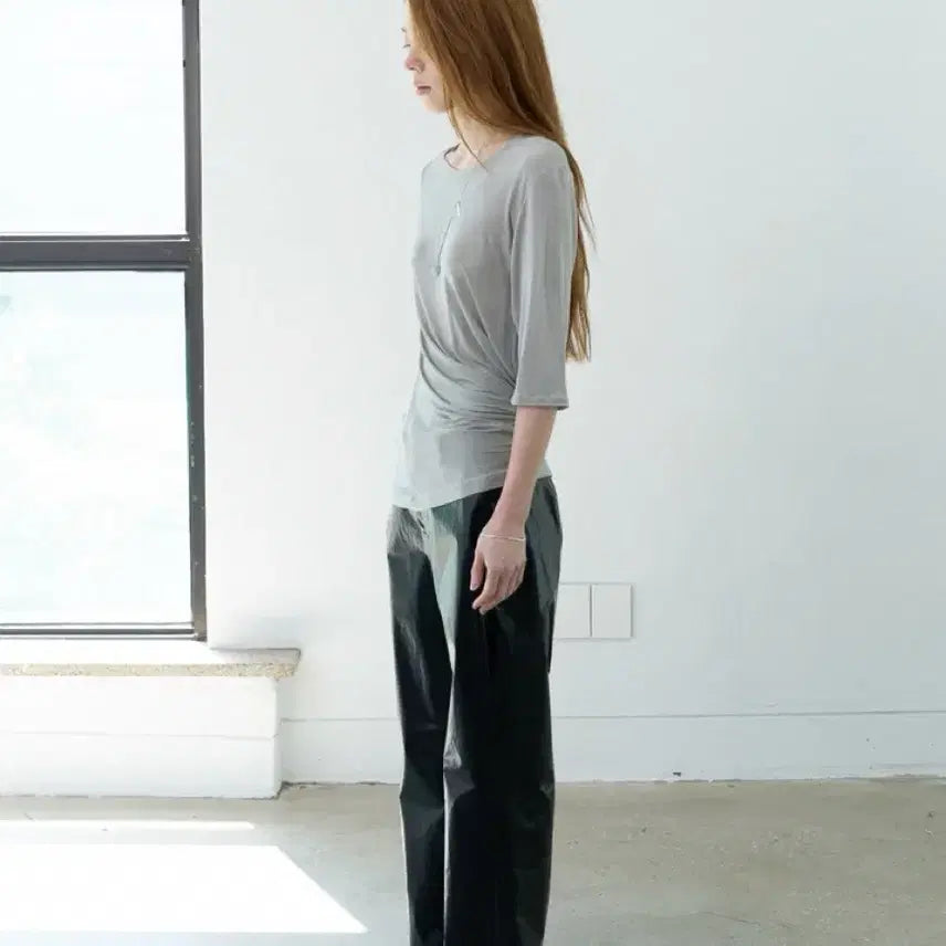 [BUNJANG] Teak Viscose Drape Top (Silver) / 티크 teak VISCOSE DRAPE TOP (SILVER) 탑