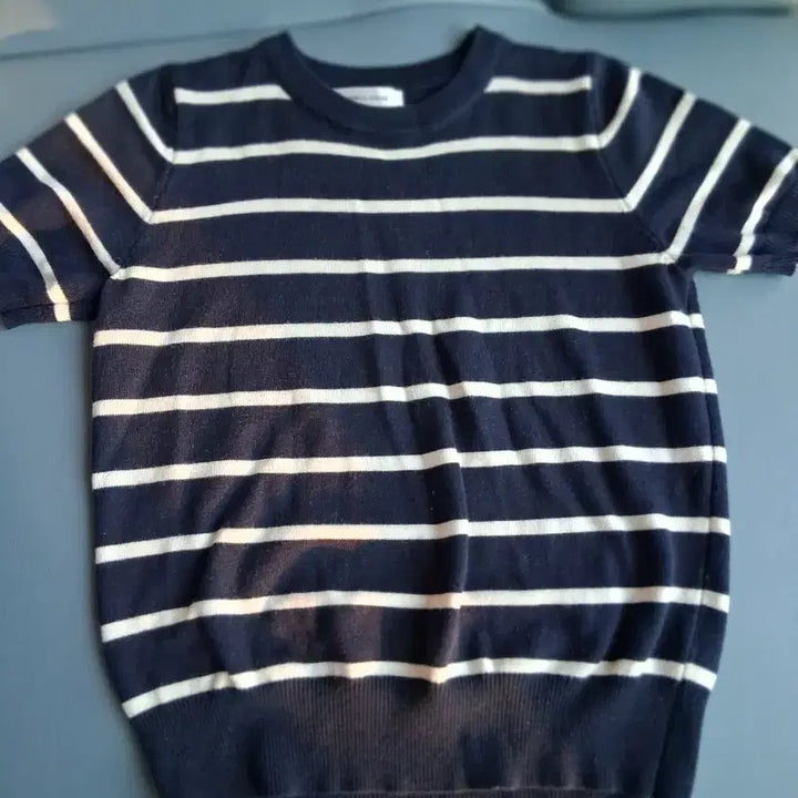 [BUNJANG] Navy Stripe Short Sleeve Knit / 네이비 스트라이프반팔 니트