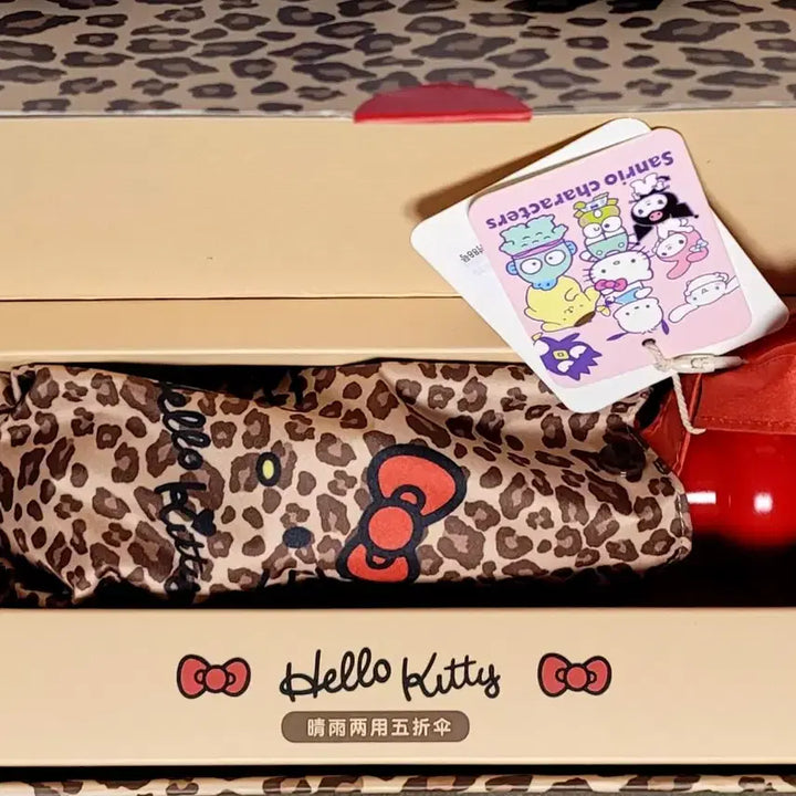 [BUNJANG] Sanrio Hello Kitty Leopard 3-Section Parasol/Umbrella (New, Unsealed) / 산리오 정품 헬로키티 레오파드 3단 양산/우산 겸용(미개봉새상품)