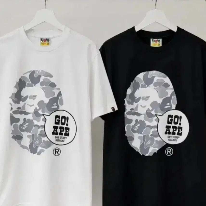 [BUNJANG] BAPE Harajuku Camo Short Sleeve T-Shirt (White/Black) / 베이프 신상 하라주쿠 카모 반팔 티셔츠 (화이트/블랙)