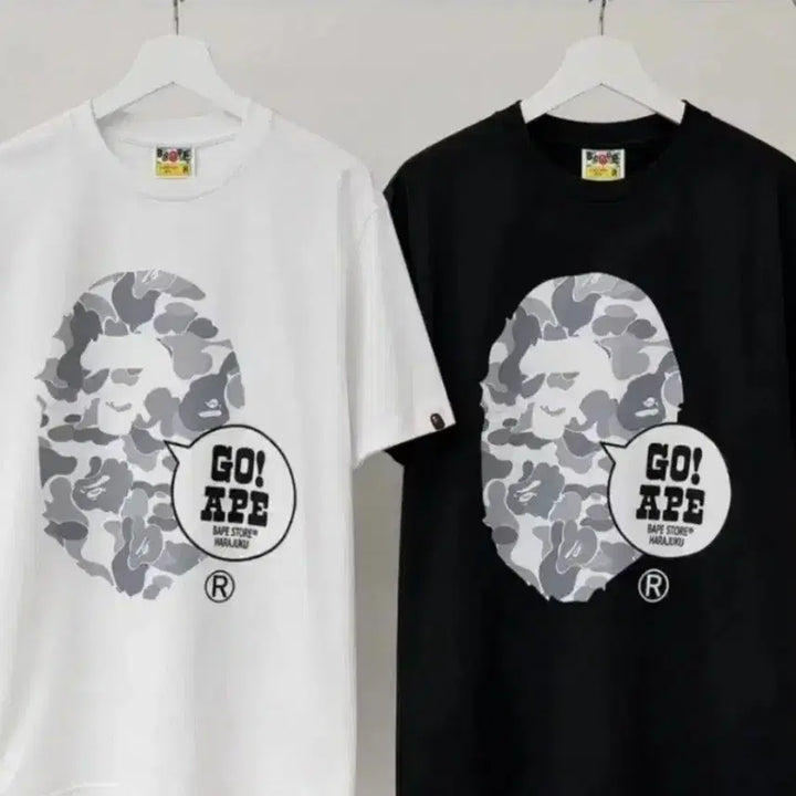 [BUNJANG] BAPE Harajuku Camo Short Sleeve T-Shirt (White/Black) / 베이프 신상 하라주쿠 카모 반팔 티셔츠 (화이트/블랙)