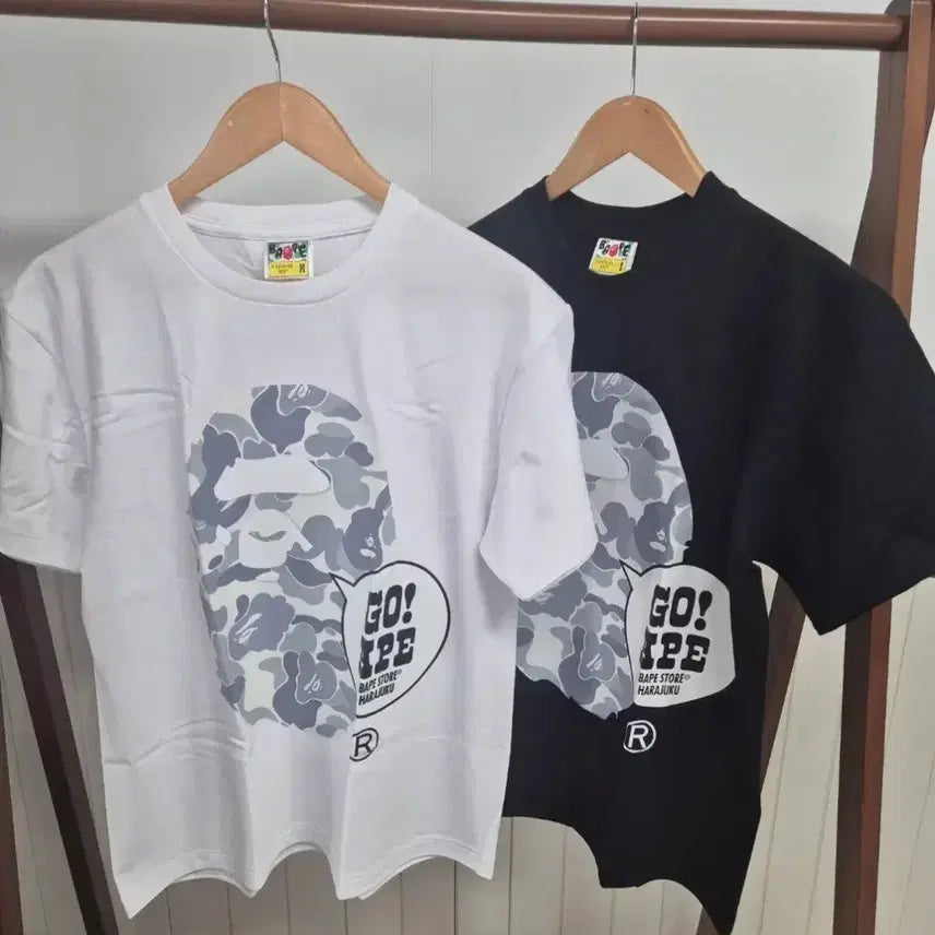 [BUNJANG] BAPE Harajuku Camo Short Sleeve T-Shirt (White/Black) / 베이프 신상 하라주쿠 카모 반팔 티셔츠 (화이트/블랙)