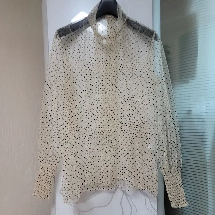 [BUNJANG] System Polka Dot Sheer Blouse / 시스템땡땡이 시스루 블라우스