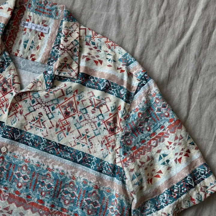 [BUNJANG] Zara Ethnic Viscose Short Sleeve Shirt / 자라 에스닉 비스코스 반팔 셔츠 L