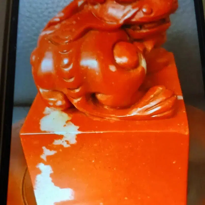 [BUNJANG] Bloodstone Seal with Animal Carving and Chinese Characters / 계혈석도장