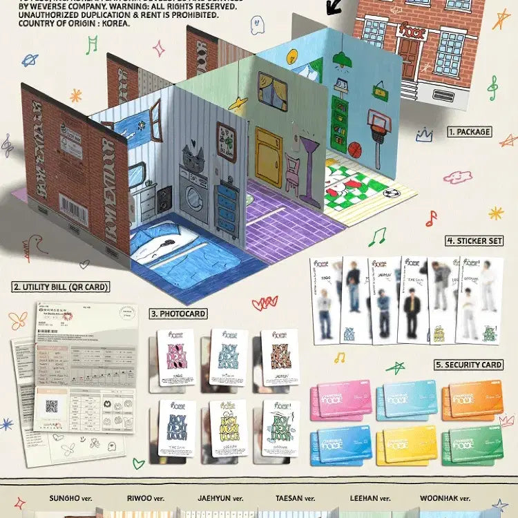 [BUNJANG] BOYNEXTDOOR HOME Weverse Ver. Album Bundle + Hello Live Mocchi Piece POB Set / 보이넥스트도어 헬로라이브 모찌피스 미공포+HOME 위버스반 앨범 세트