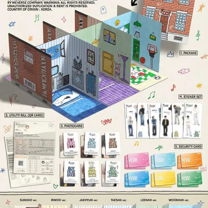[BUNJANG] BOYNEXTDOOR HOME Weverse Ver. Album Bundle + Hello Live Mocchi Piece POB Set / 보이넥스트도어 헬로라이브 모찌피스 미공포+HOME 위버스반 앨범 세트