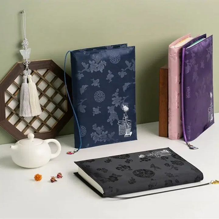 [BUNJANG] Aladin Danhan Book Cover with Hanbok Fabric (Navy) / 알라딘 단아한 책싸개 북커버 한복원단 남색