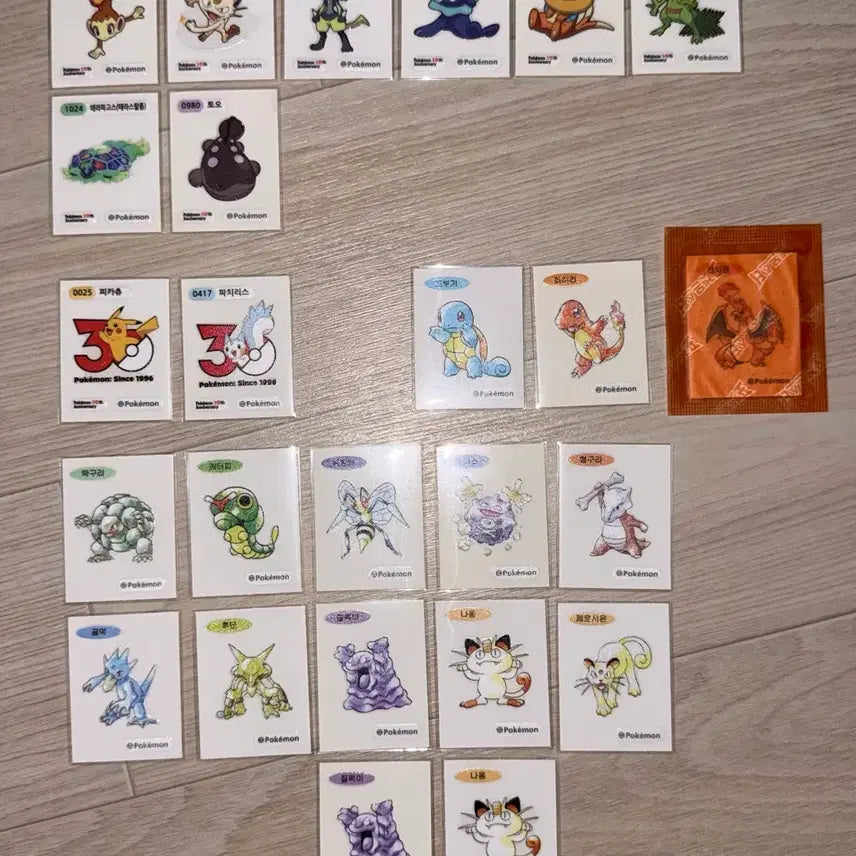 [BUNJANG] Pokemon 30th Anniversary Sticker Set (23 pcs) / 포켓몬스터 30주년 띠부씰 23종 일괄 판매.