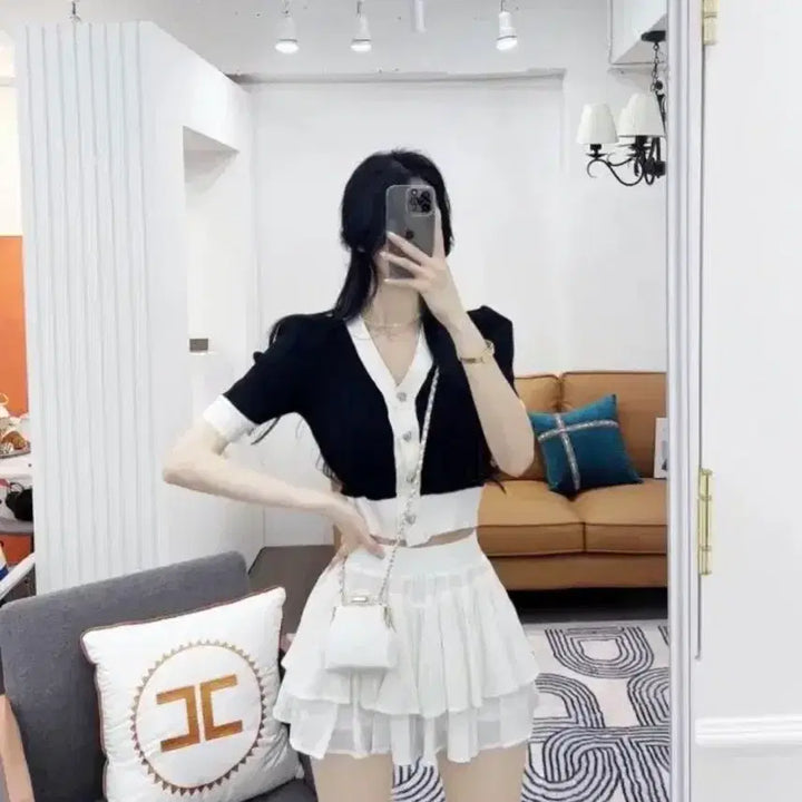 [BUNJANG] Frilled Skirt Pants (Black/White) / 캉캉 스커트 팬츠 블랙, 화이트 잔느 순느 유어로즈 수입의류