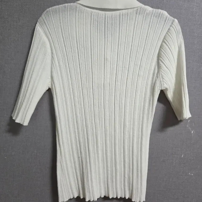 [BUNJANG] DEWL Collar Short Sleeve Knit White / 듀엘  카라 반팔 니트