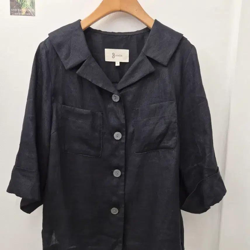 [BUNJANG] G Studio Linen Shirt Black / G 스튜디오 린넨 셔츠 블랙