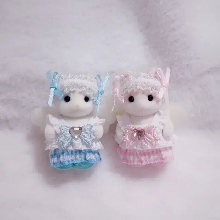 [BUNJANG] Sylvanian Families Baby Doll Dress Set (Sky x Pink) / 실바니안옷 아기 원피스 헤도레 페어 세트 (하늘 x 분홍)