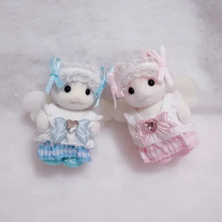 [BUNJANG] Sylvanian Families Baby Doll Dress Set (Sky x Pink) / 실바니안옷 아기 원피스 페어 헤도레 세트 (하늘 x 분홍)