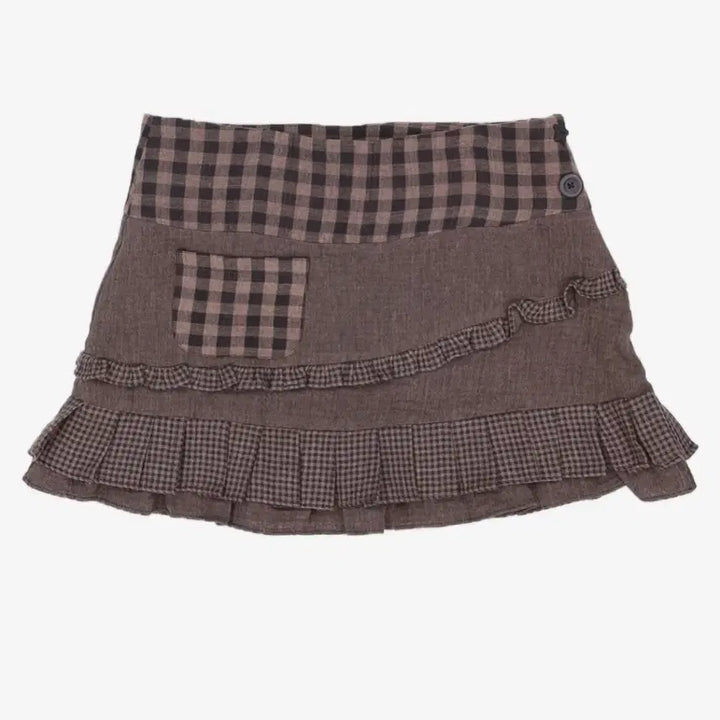 [BUNJANG] Hug Yourskin Ruffle Skirt Brown / 허그유어스킨 러플 스커트 브라운