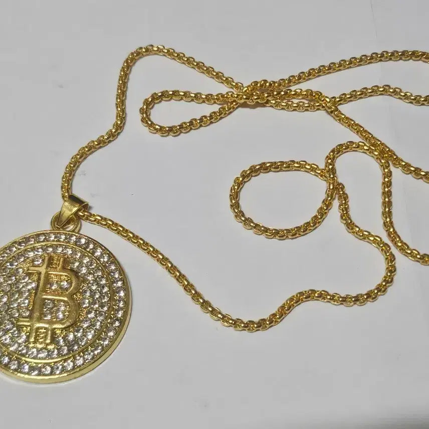 [BUNJANG] Bitcoin Pendant Necklace Gold / 비트코인 펜던트 목걸이 골드