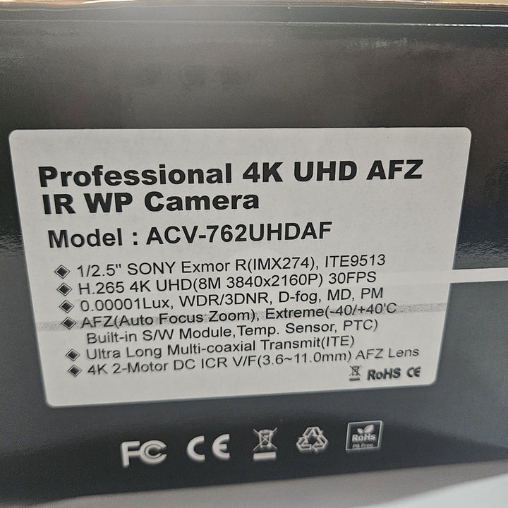 [BUNJANG] AceCop ACV-762UHDAF 4K UHD 8MP Bullet CCTV Camera / 새제품 CCTV 실외용 뷸렛 카메라