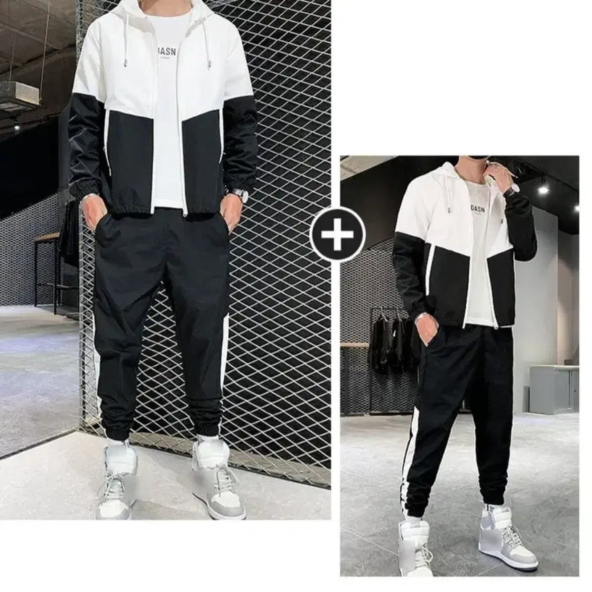 [BUNJANG] Color Block Windbreaker Set / 컬러블록 윈드브레이커 세트