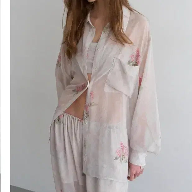 [BUNJANG] OVER DUE FLARE EXCLUSIVE VINTAGE ROSE CHIFFON SHIRT / 오버듀플레어 EXCLUSIVE] VINTAGE ROSE CHIFFON S