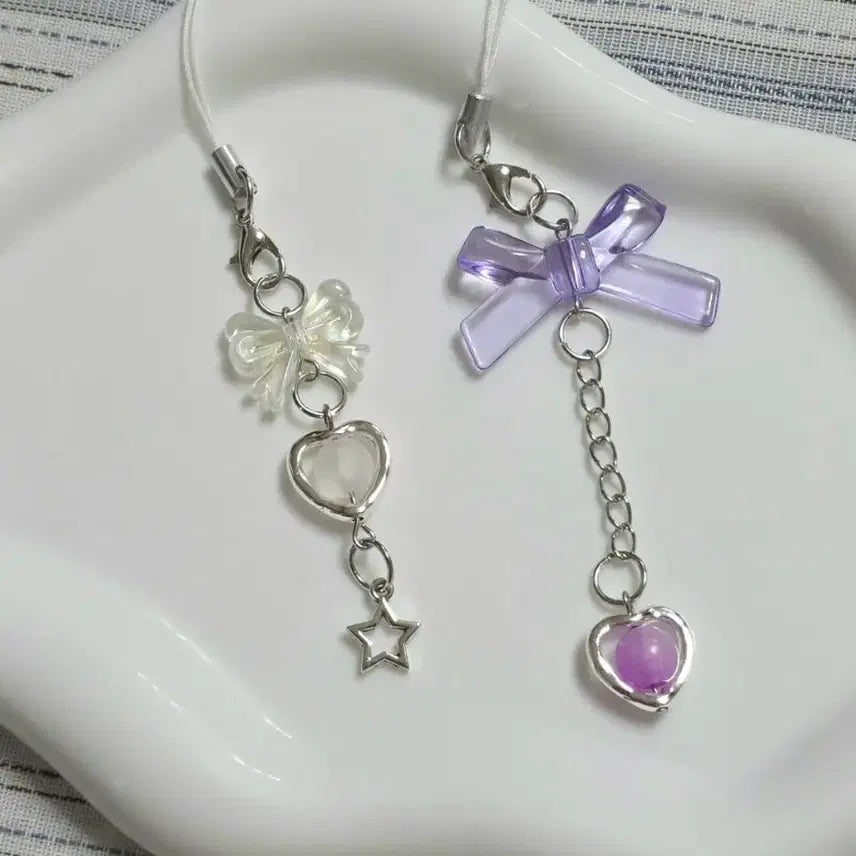[BUNJANG] Heart Ribbon Chain Keychain / 하트 리본 체인 키링