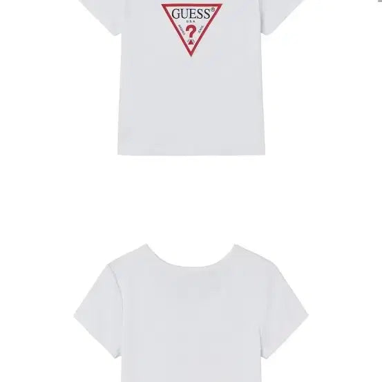 [BUNJANG] Guess Suzy Original Ribbed Short-Sleeve T-Shirt White / 게스 SUZY 오리지널 삼각 골지 반팔티 화이트